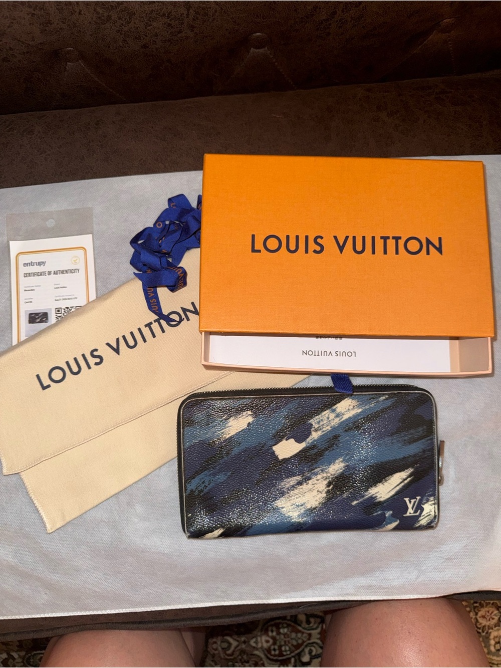 Louis Vuitton Blue and White Brushstroke Continental Wallet